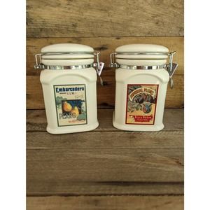 Metal Snap Lock Ceramic Canisters by Designpac, Inc. Set of Two